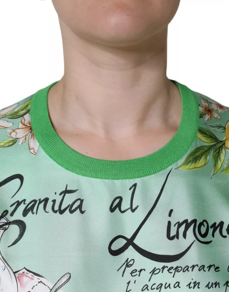 Pull en soie verte à manches longues Granita Al Limone de Dolce &amp; Gabbana