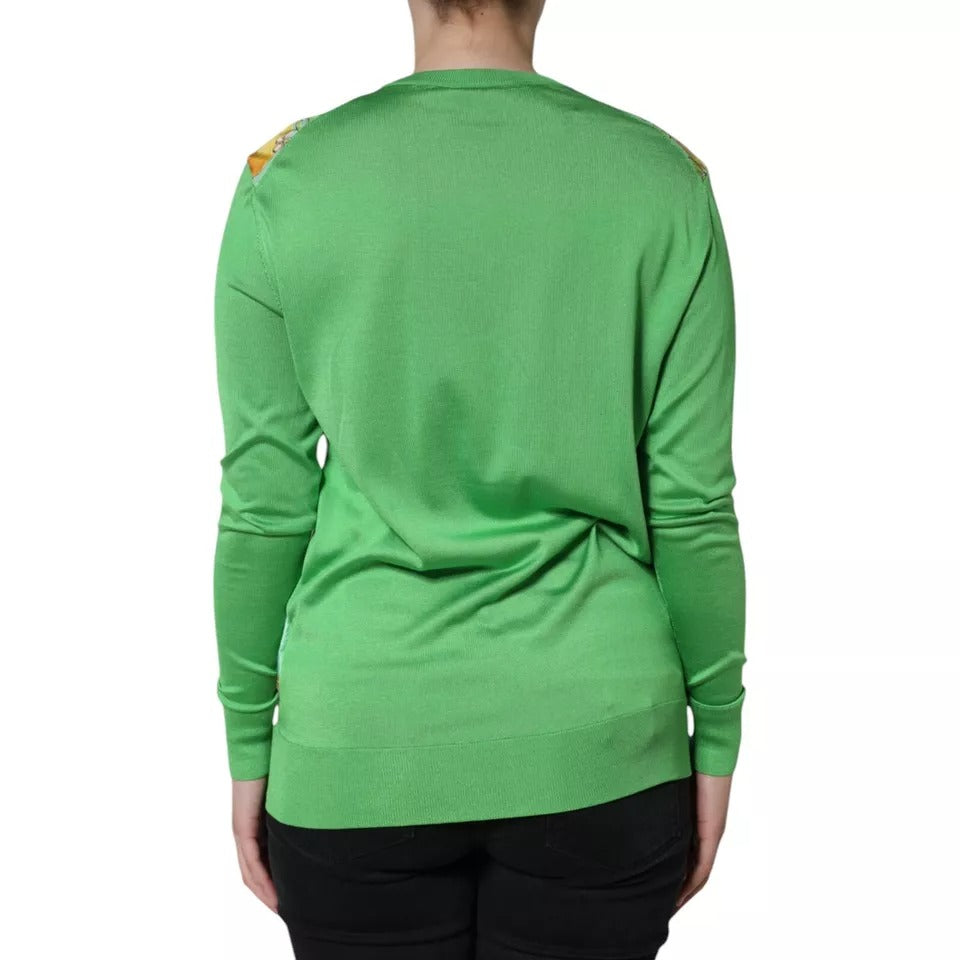 Pull en soie verte à manches longues Granita Al Limone de Dolce &amp; Gabbana