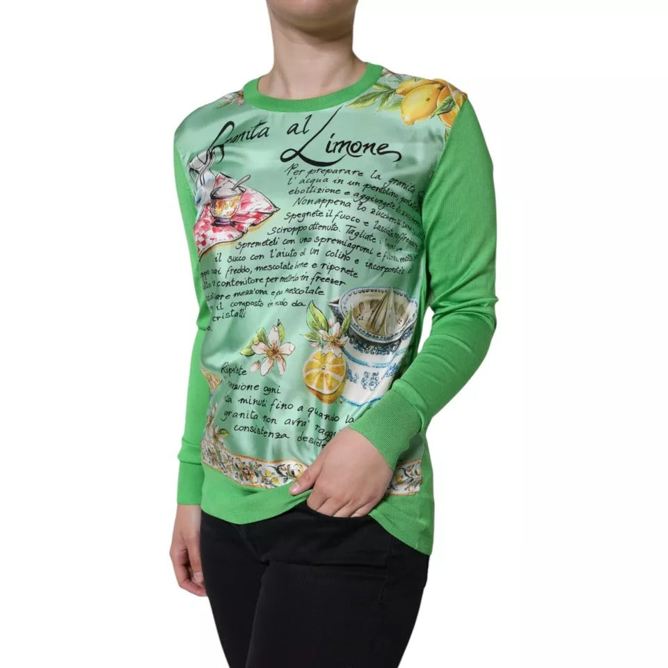 Pull en soie verte à manches longues Granita Al Limone de Dolce &amp; Gabbana