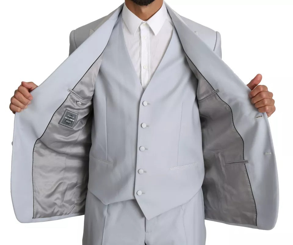 Costume 3 pièces SICILIA en laine bleu clair de Dolce & Gabbana