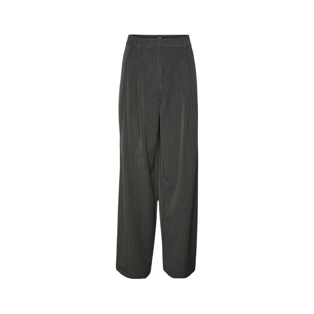 Vero Moda VMSILJE MW Wide Pinstripe Pants - Chic Gray Palazzo Trousers