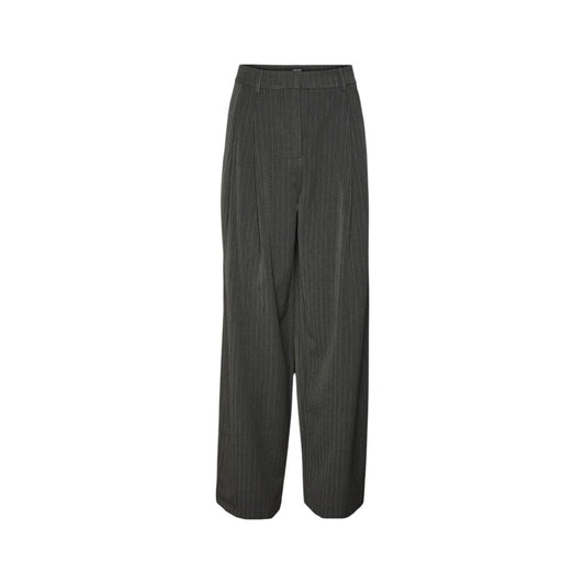 Vero Moda VMSILJE MW Wide Pinstripe Pants - Chic Gray Palazzo Trousers