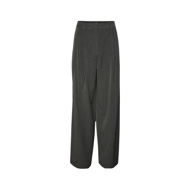 Vero Moda VMSILJE MW Wide Pinstripe Pants - Chic Gray Palazzo Trousers