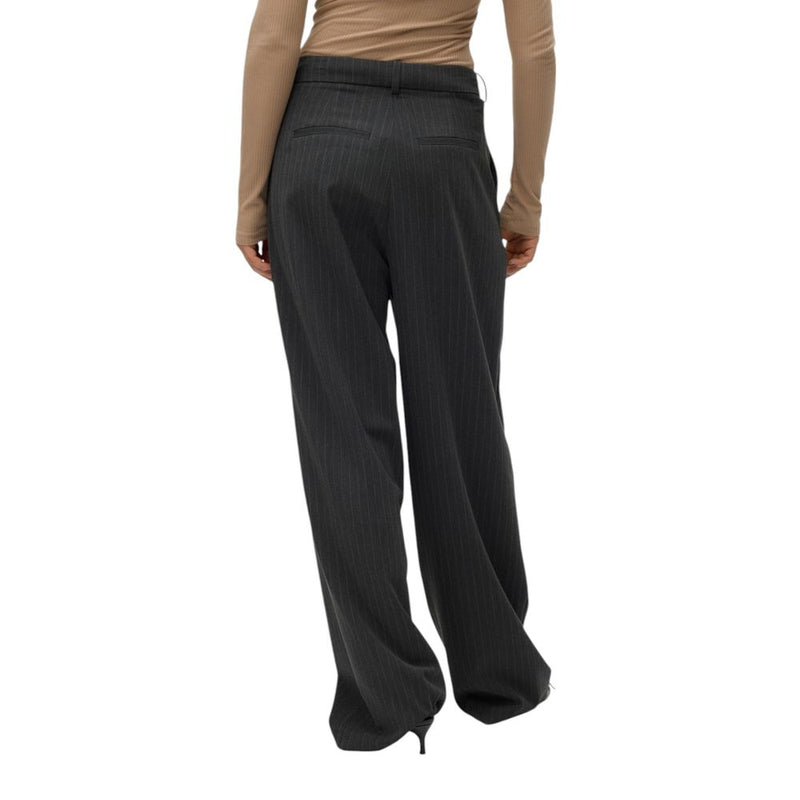 Vero Moda VMSILJE MW Wide Pinstripe Pants - Chic Gray Palazzo Trousers