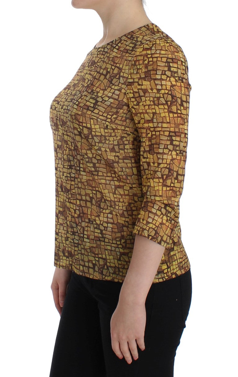 Blouse en soie à imprimé mosaïque multicolore Dolce &amp; Gabbana, modèle T-shirt