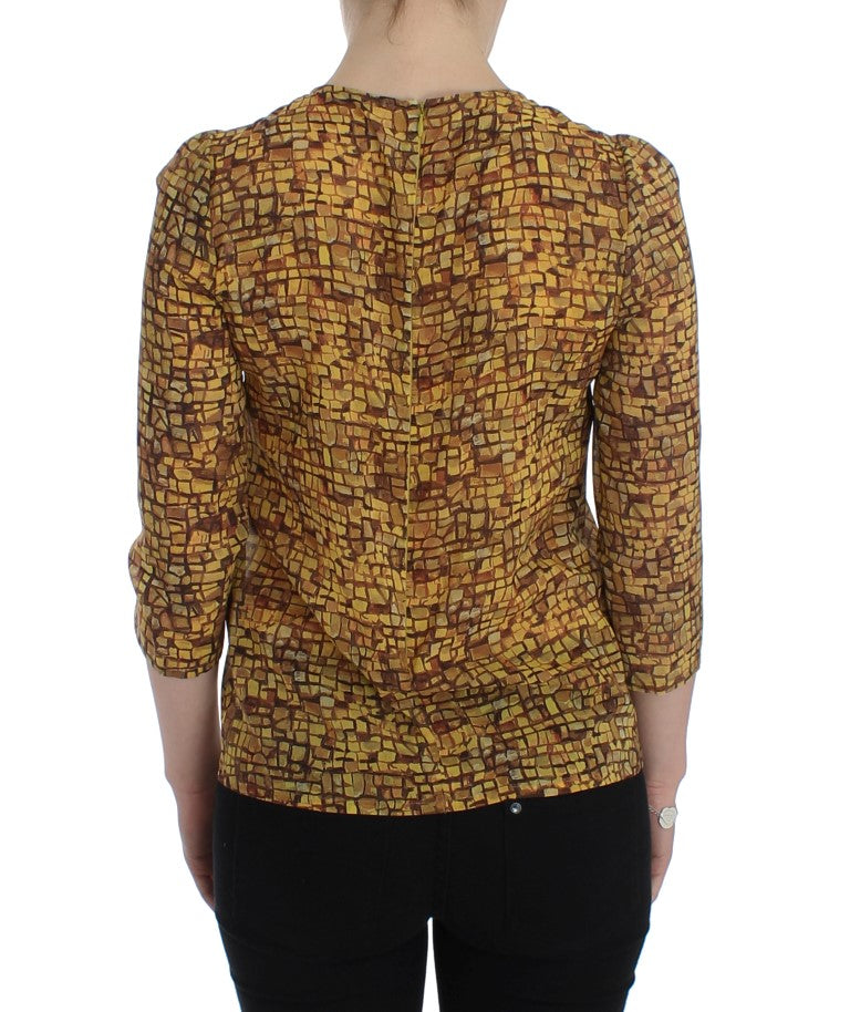 Blouse en soie à imprimé mosaïque multicolore Dolce &amp; Gabbana, modèle T-shirt