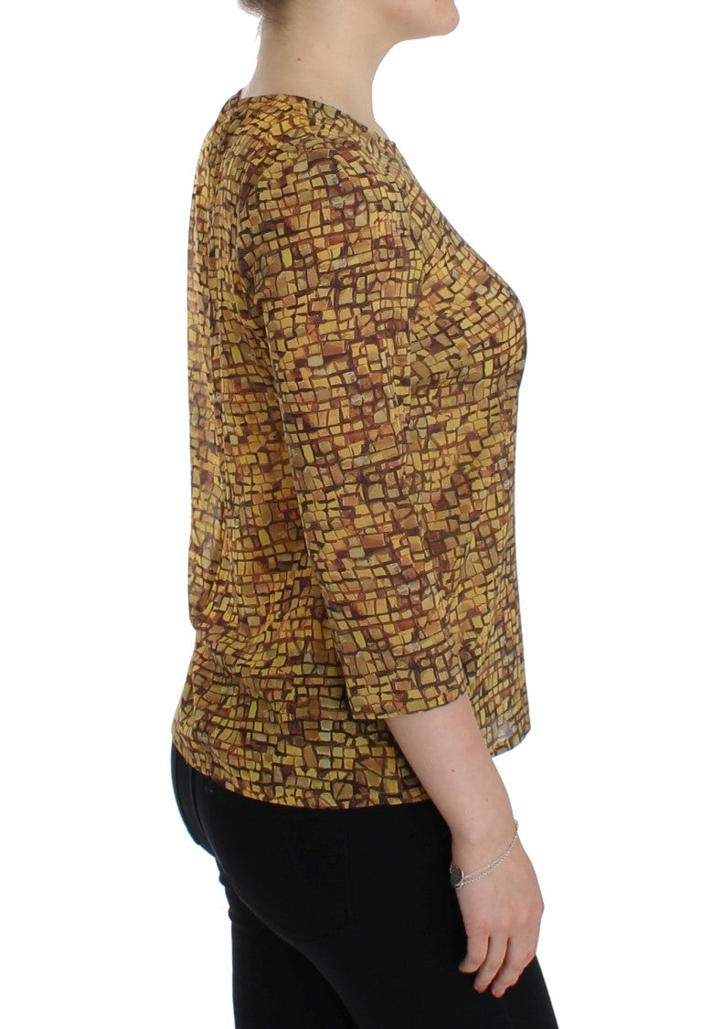 Blouse en soie à imprimé mosaïque multicolore Dolce & Gabbana, modèle T-shirt