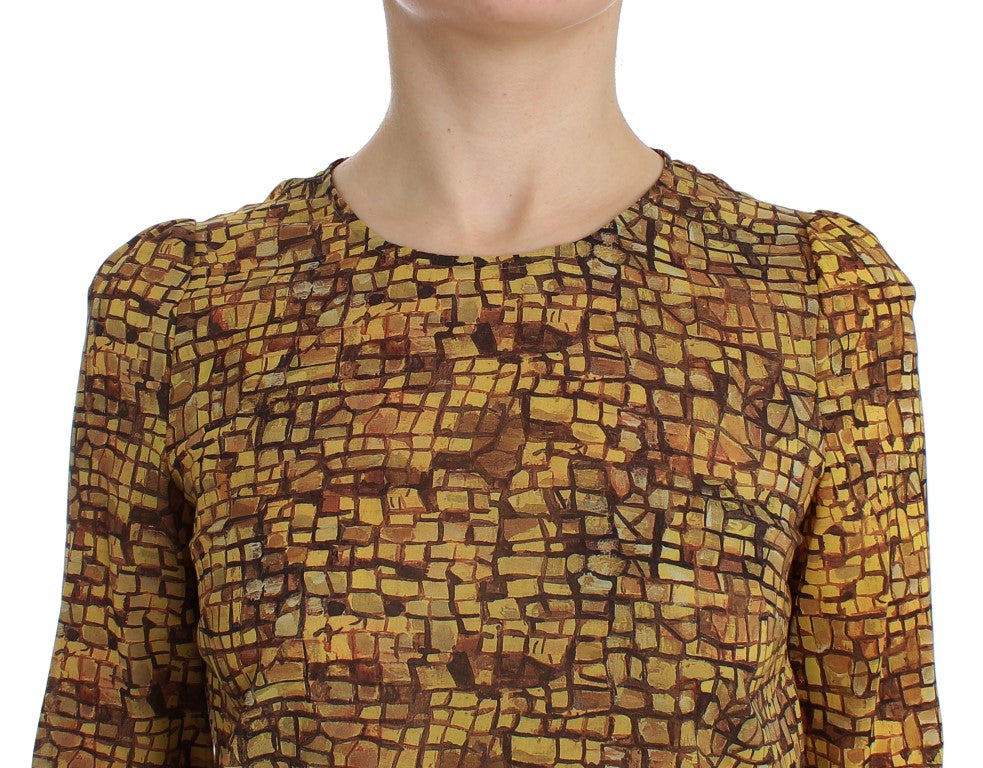 Blouse en soie à imprimé mosaïque multicolore Dolce & Gabbana, modèle T-shirt