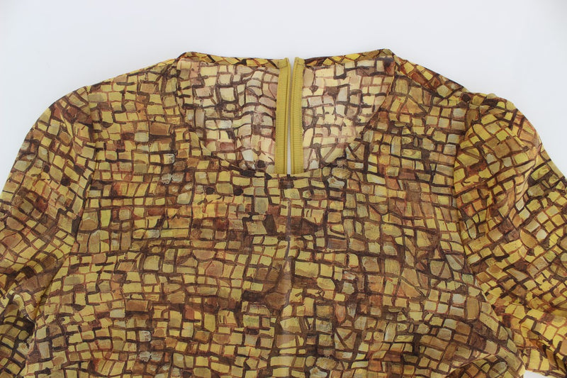 Blouse en soie à imprimé mosaïque multicolore Dolce &amp; Gabbana, modèle T-shirt