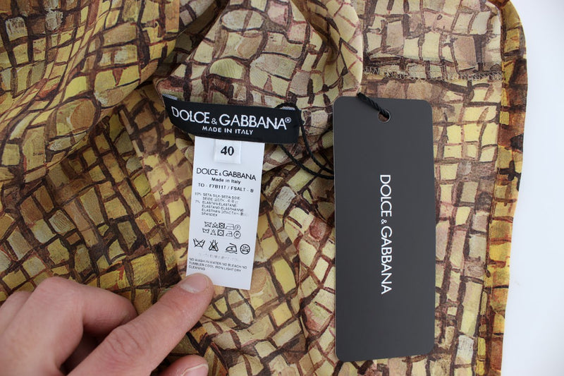 Blouse en soie à imprimé mosaïque multicolore Dolce &amp; Gabbana, modèle T-shirt