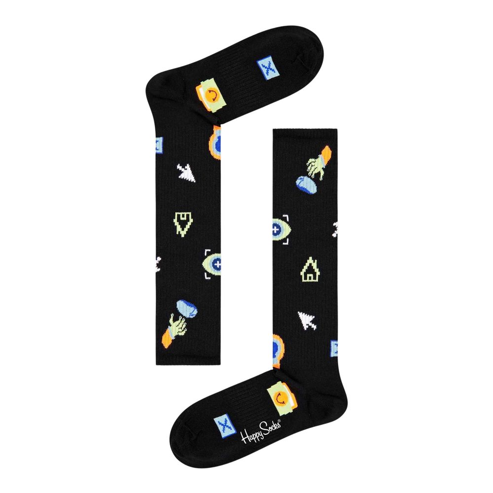 Happy Socks Black Cotton Knee High Socks for Women