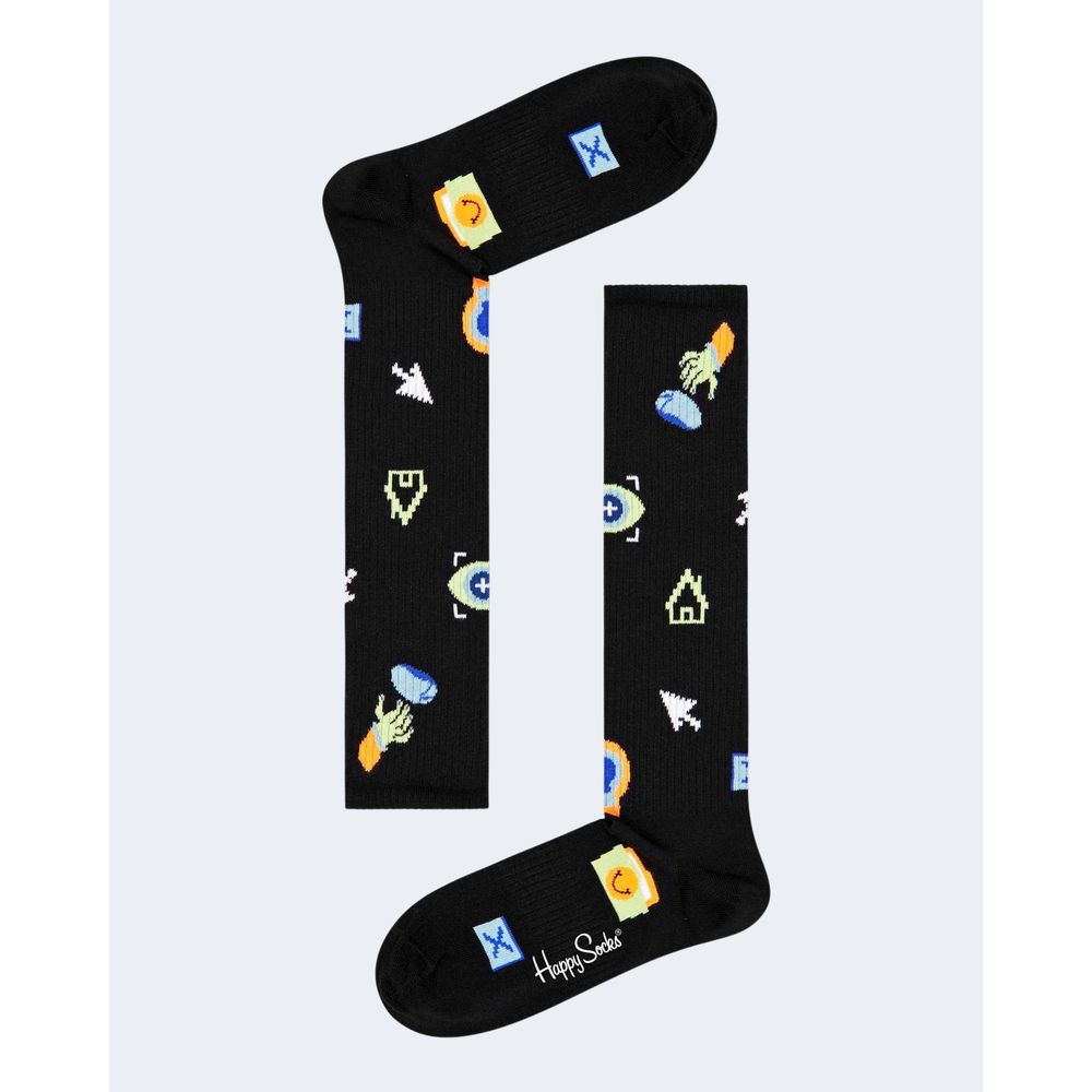 Happy Socks Black Cotton Knee High Socks for Women