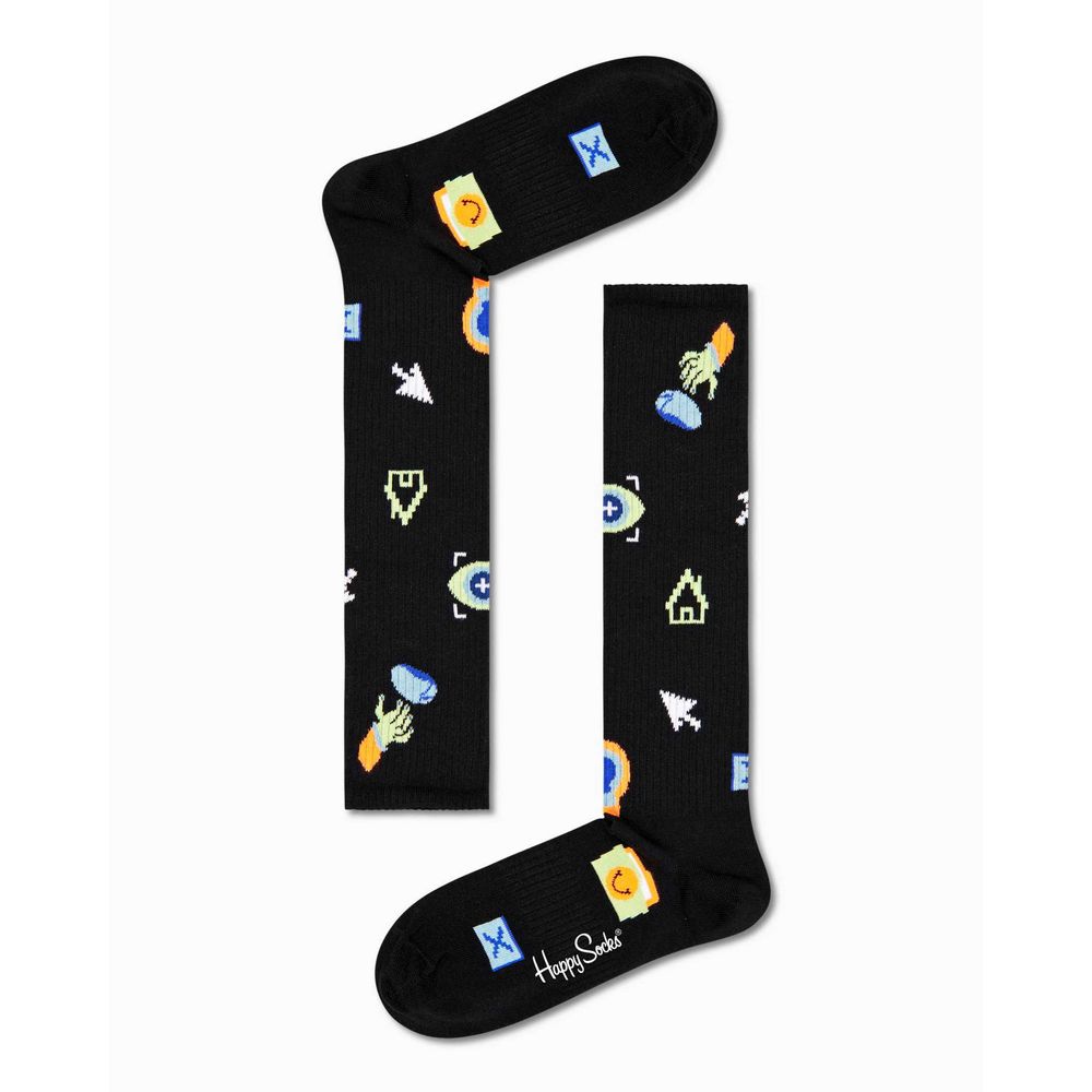 Happy Socks Black Cotton Knee High Socks for Women