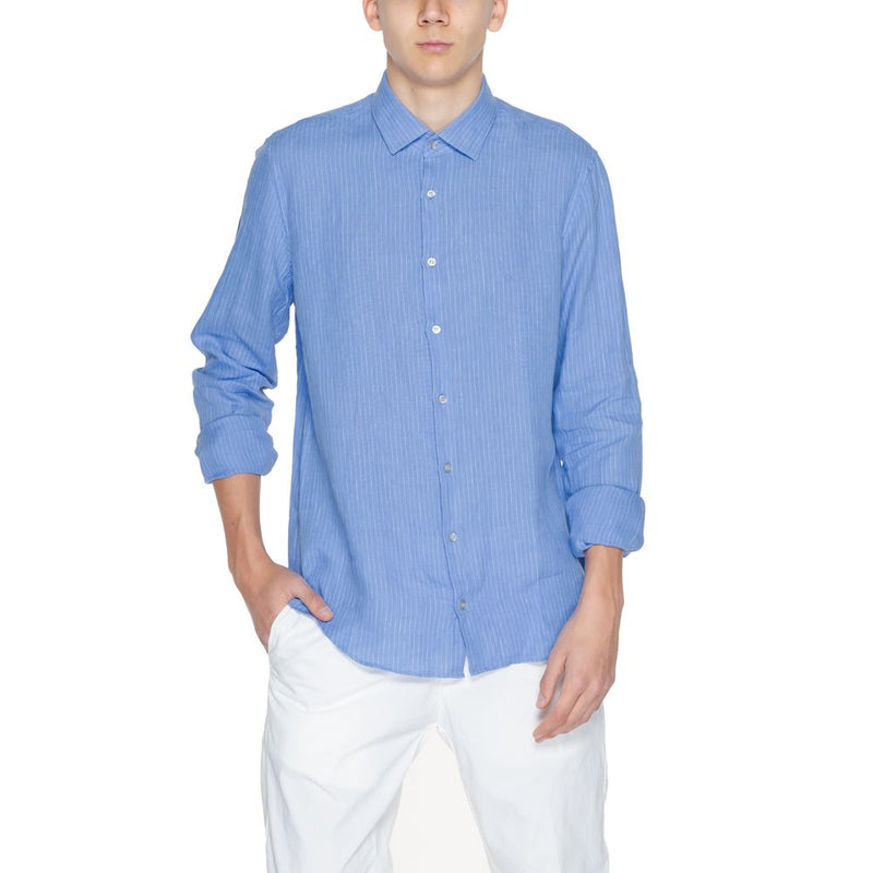 Calvin Klein blauw linnen overhemd