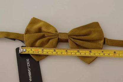 Dolce & Gabbana Gele Mosterd 100% Zijden Vlinderstrik Heren