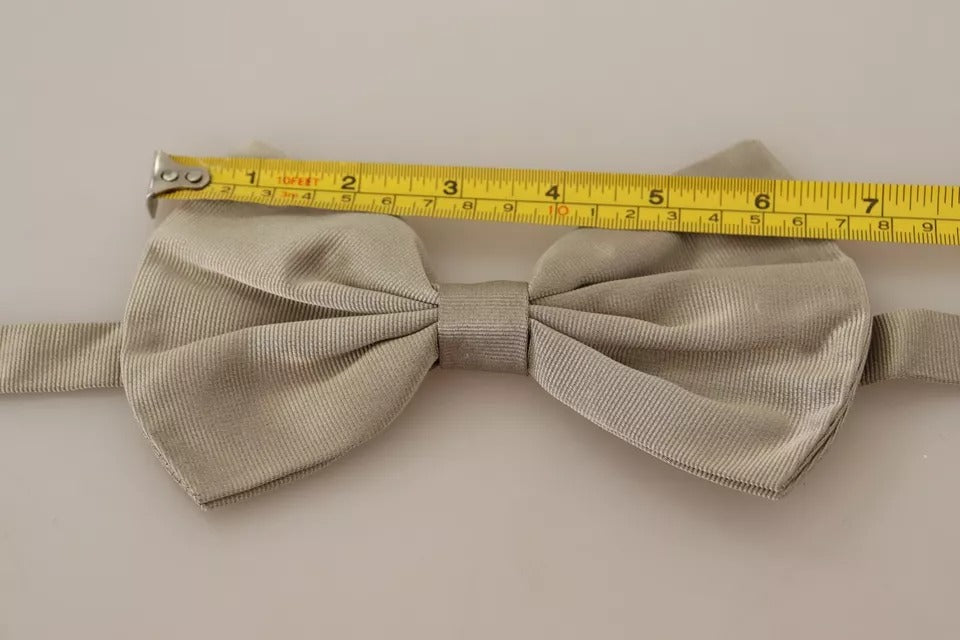 Nœud papillon ajustable Dolce &amp; Gabbana gris argenté 100 % soie