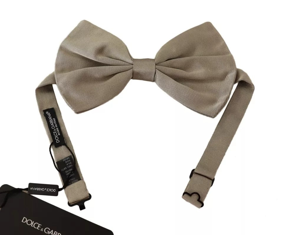 Nœud papillon ajustable Dolce &amp; Gabbana gris argenté 100 % soie