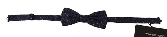Dolce &amp; Gabbana Blauwe Zijden Strik met Patroon en Verstelbare Hals voor Heren