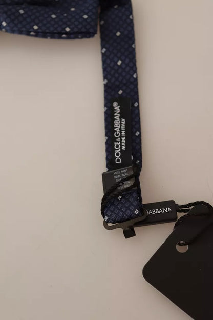 Dolce & Gabbana Blauwe Zijden Strik met Patroon en Verstelbare Hals voor Heren
