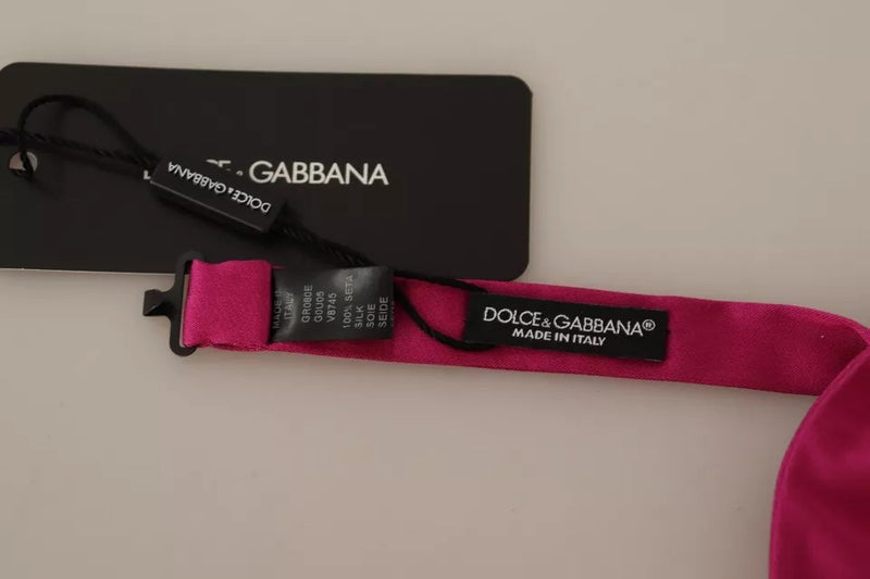 Dolce & Gabbana Pink 100% Silk Adjustable Neck Bow Tie Men