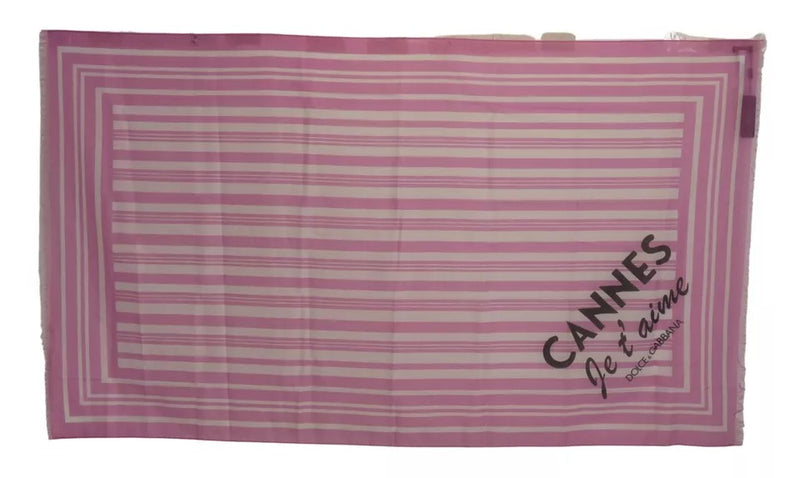 Dolce & Gabbana Écharpe Cannes Rayée Rose et Blanche