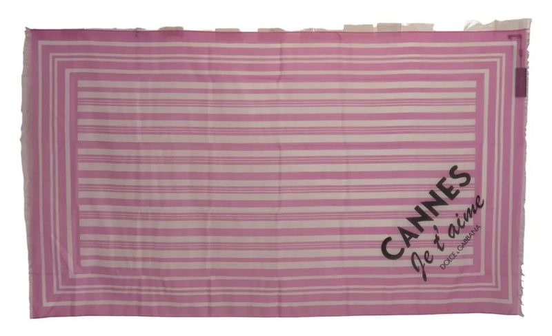Dolce & Gabbana Écharpe Wrap en Coton Rayée Rose et Blanche