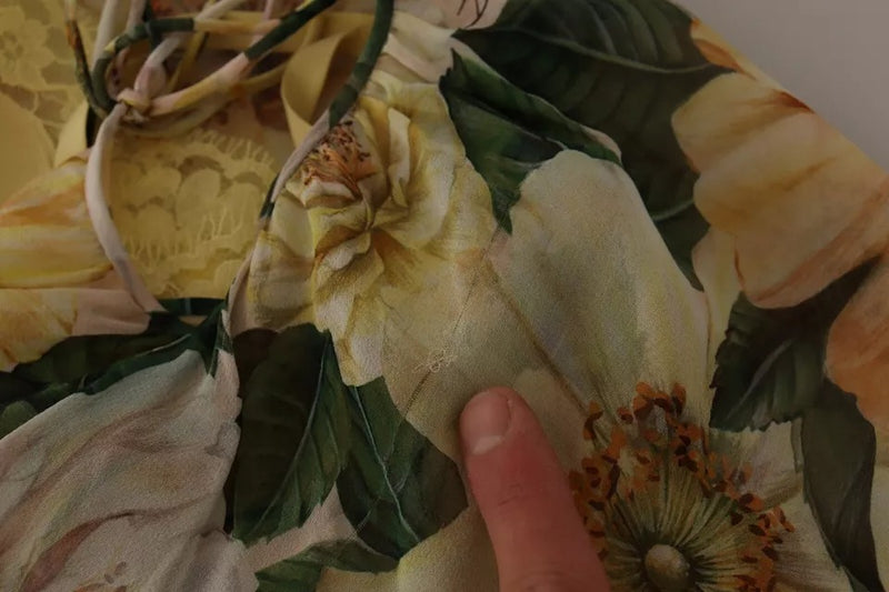Robe Maxi Longue en Soie Multicolore à Imprimé Floral Dolce & Gabbana