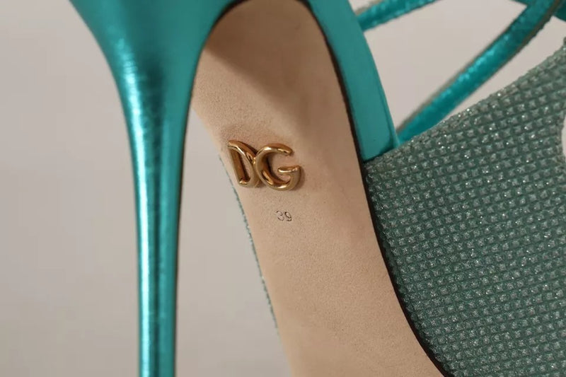 Dolce & Gabbana Sandales à Talons Strass Bleues