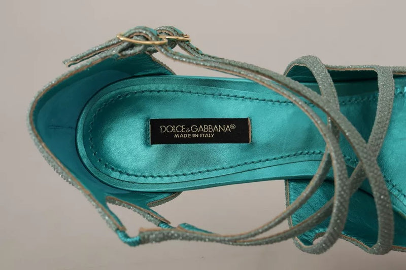 Dolce & Gabbana Sandales à Talons Strass Bleues