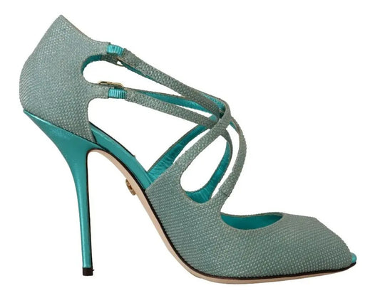 Dolce & Gabbana blauwe glitteren sandalen met bandjes