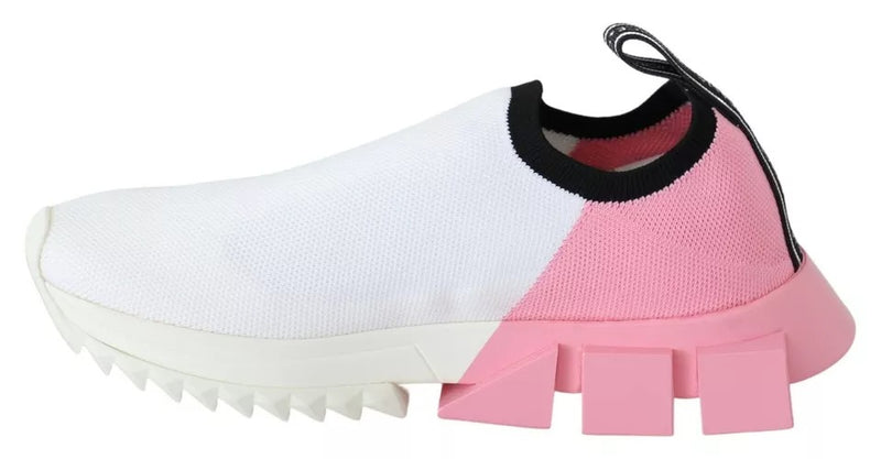 Dolce & Gabbana Pink White Logo Sorrento Sneakers