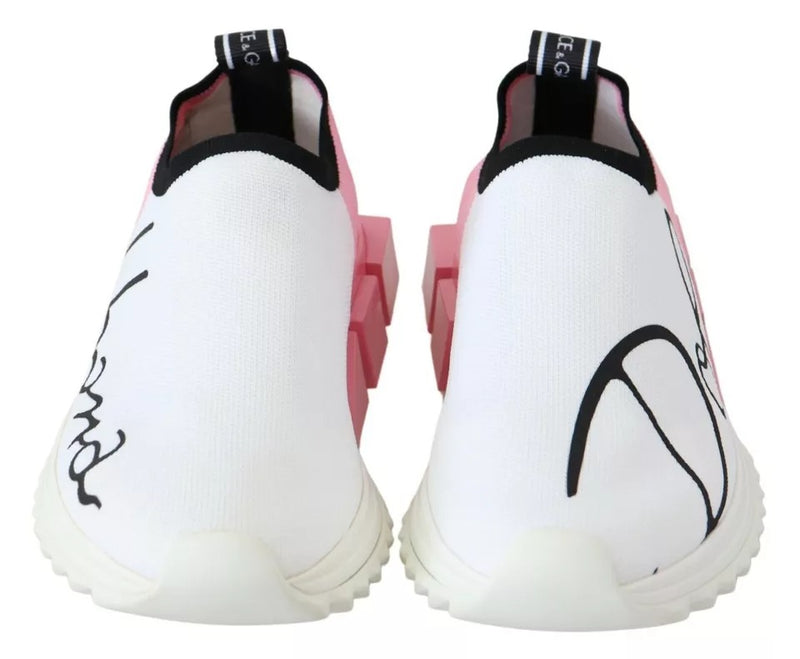 Dolce & Gabbana Pink White Logo Sorrento Sneakers