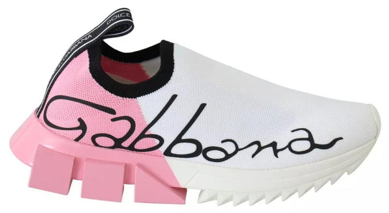 Dolce & Gabbana Pink White Logo Sorrento Sneakers
