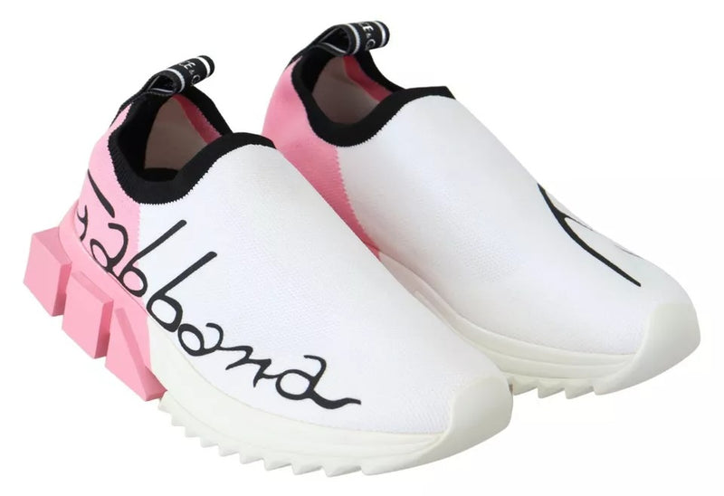Dolce & Gabbana Pink White Logo Sorrento Sneakers