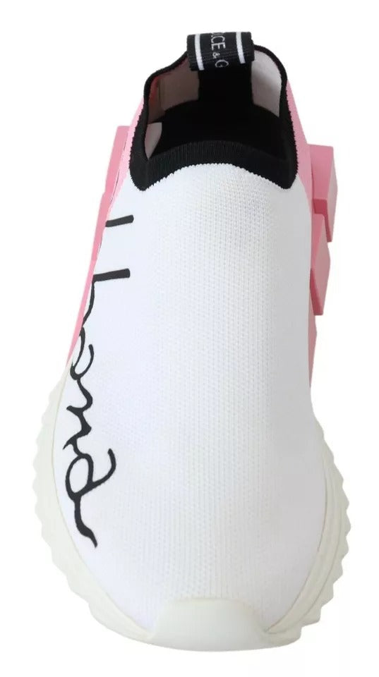 Dolce & Gabbana Pink White Logo Sorrento Sneakers