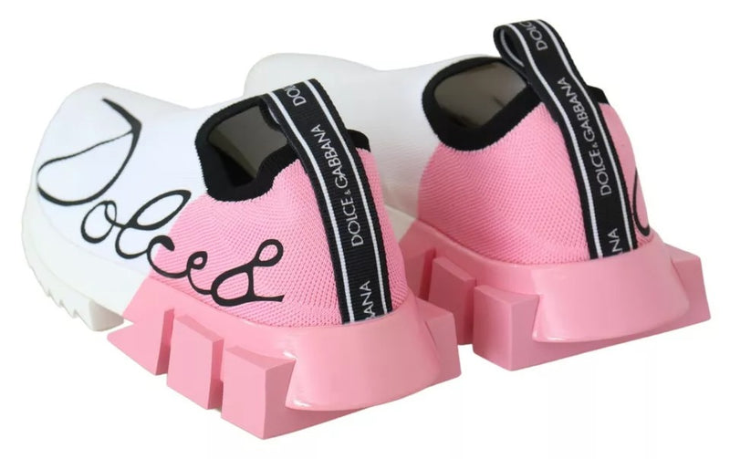 Dolce & Gabbana Pink White Logo Sorrento Sneakers