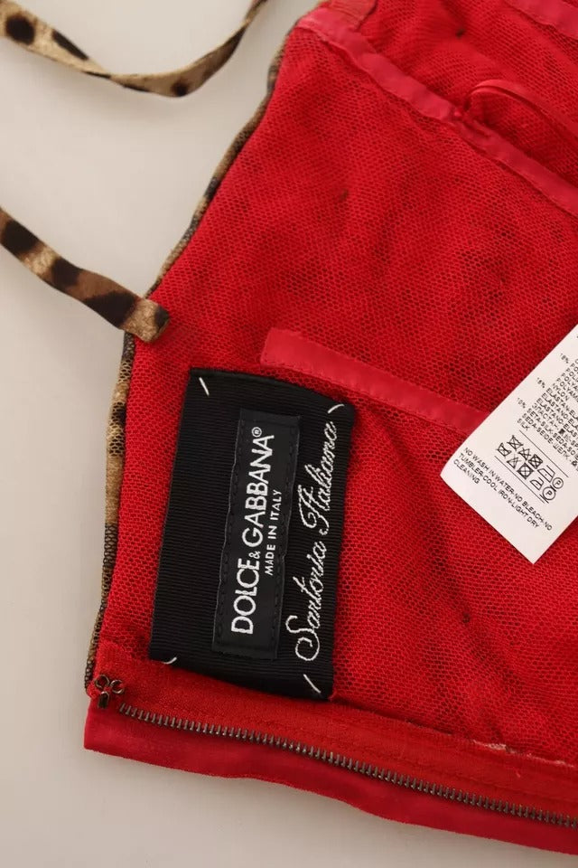 Dolce & Gabbana Robe Midi Tulle Rouge Léopard