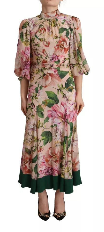 Robe longue en A-line à fleurs et nœud papillon Dolce & Gabbana