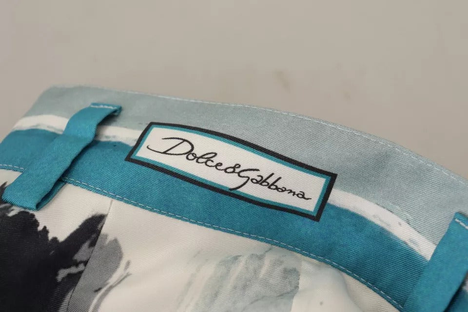 Pantalon en soie rayé bleu à coupe fuselée de Dolce &amp; Gabbana