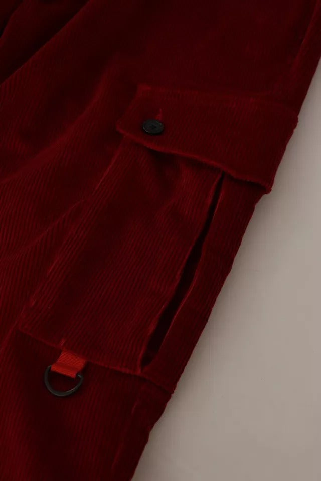 Pantalon cargo skinny en coton et velours rouge de Dolce &amp; Gabbana