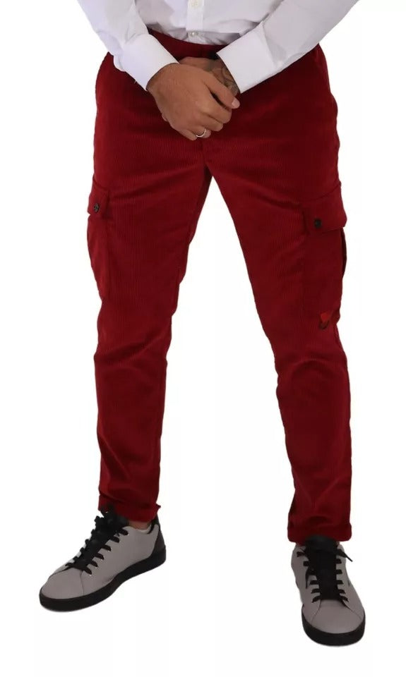 Pantalon cargo skinny en coton et velours rouge de Dolce &amp; Gabbana