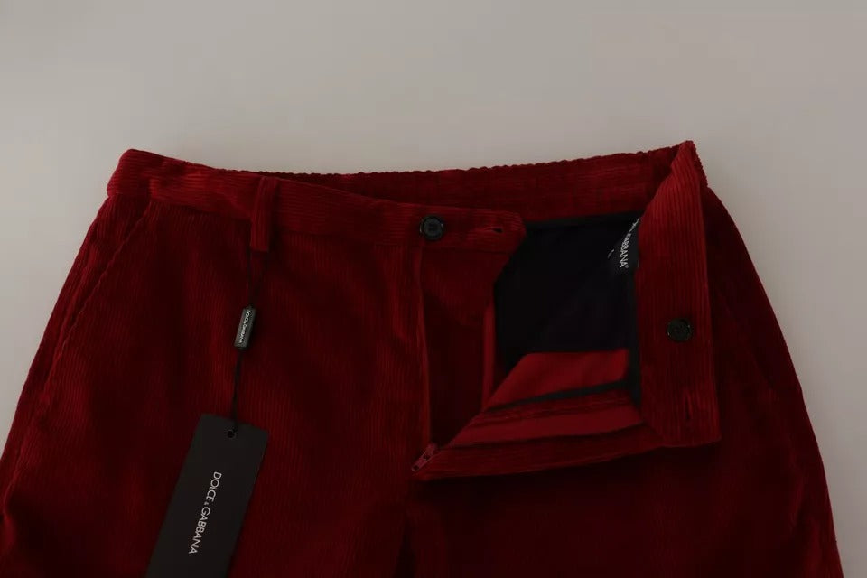 Pantalon cargo skinny en coton et velours rouge de Dolce &amp; Gabbana