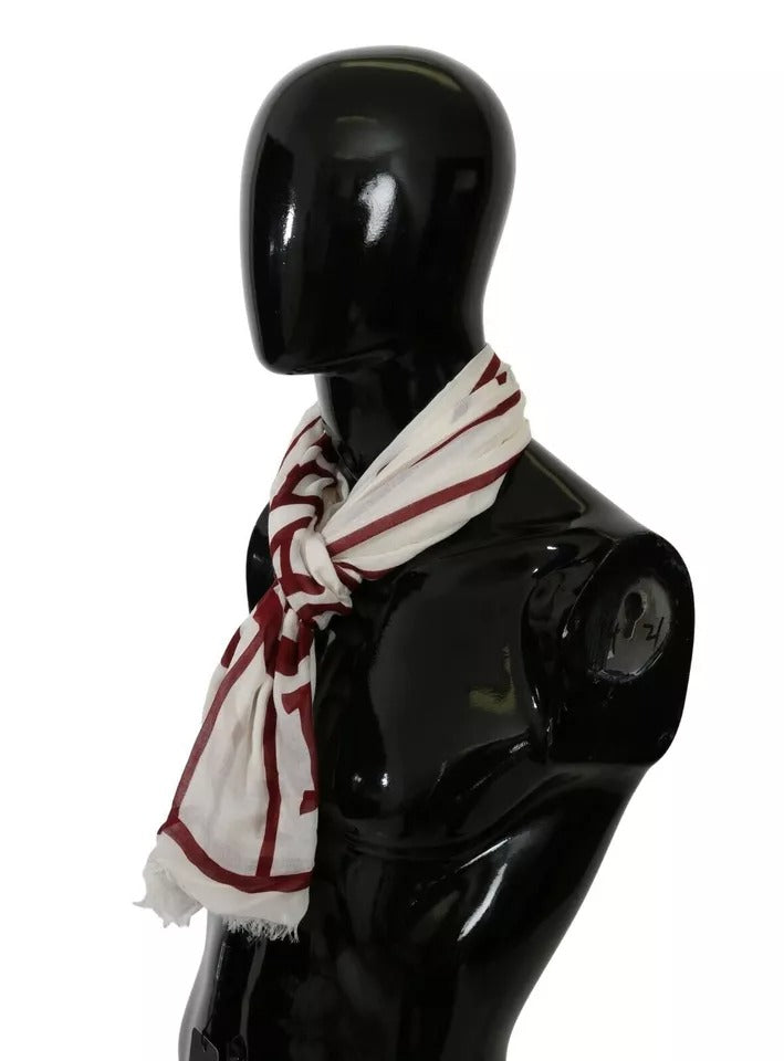 Foulard châle en modal imprimé blanc et rouge Dolce &amp; Gabbana