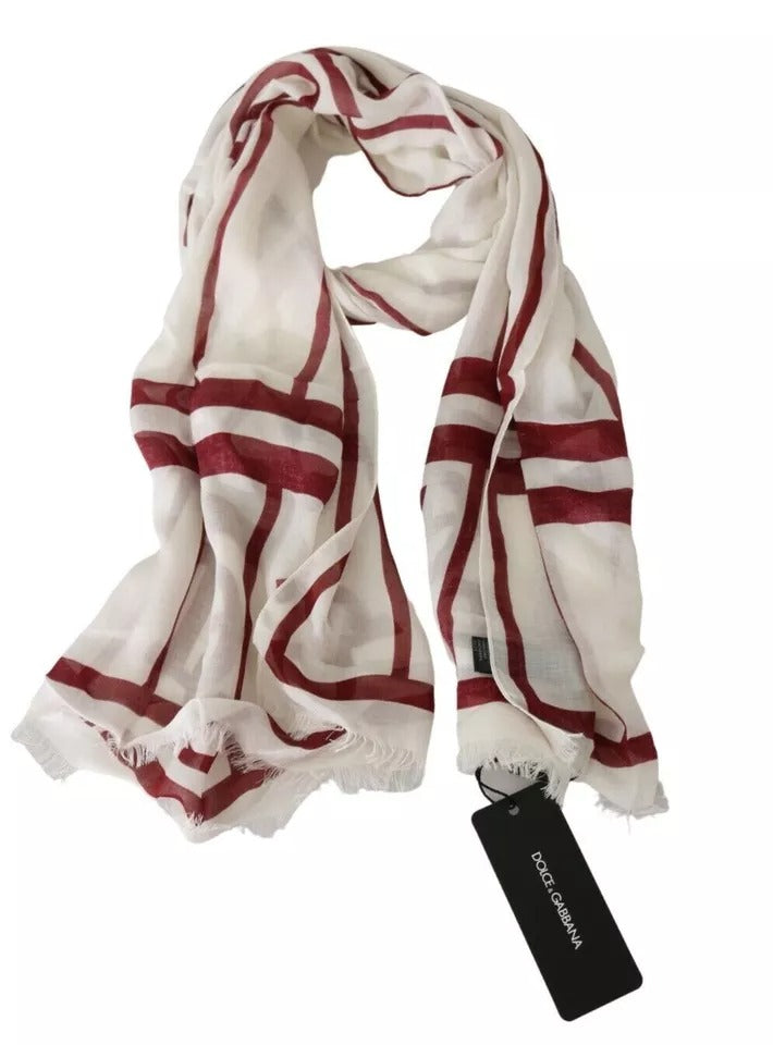 Foulard châle en modal imprimé blanc et rouge Dolce &amp; Gabbana