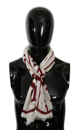 Foulard châle en modal imprimé blanc et rouge Dolce &amp; Gabbana