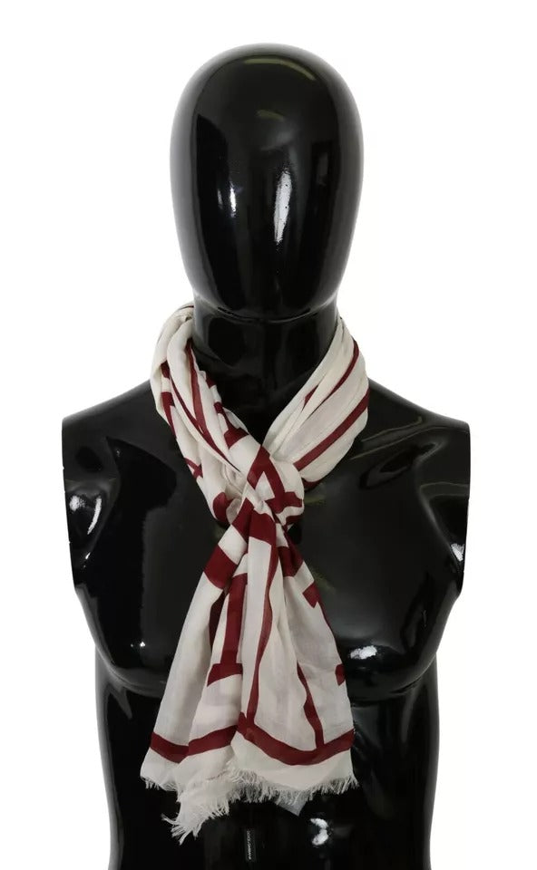 Foulard châle en modal imprimé blanc et rouge Dolce &amp; Gabbana