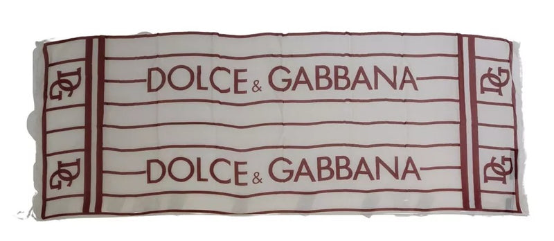 Foulard châle en modal imprimé blanc et rouge Dolce &amp; Gabbana