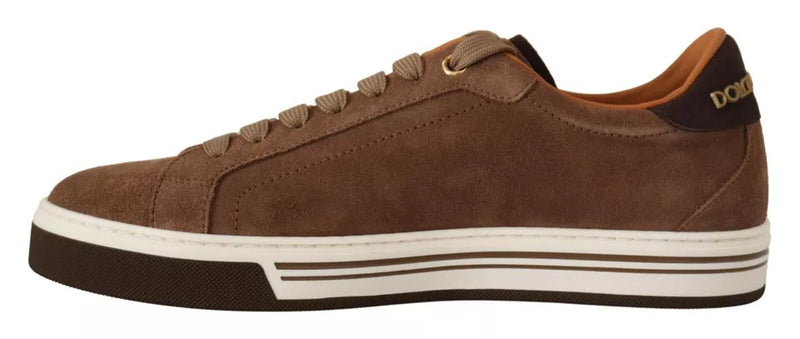 Dolce & Gabbana Brown Suede Logo Low Top Sneakers for Men