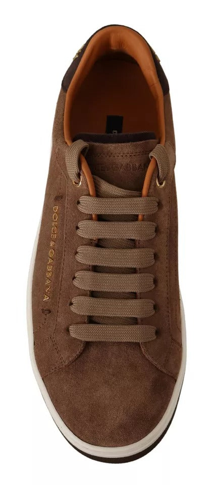 Dolce & Gabbana Brown Suede Logo Low Top Sneakers for Men
