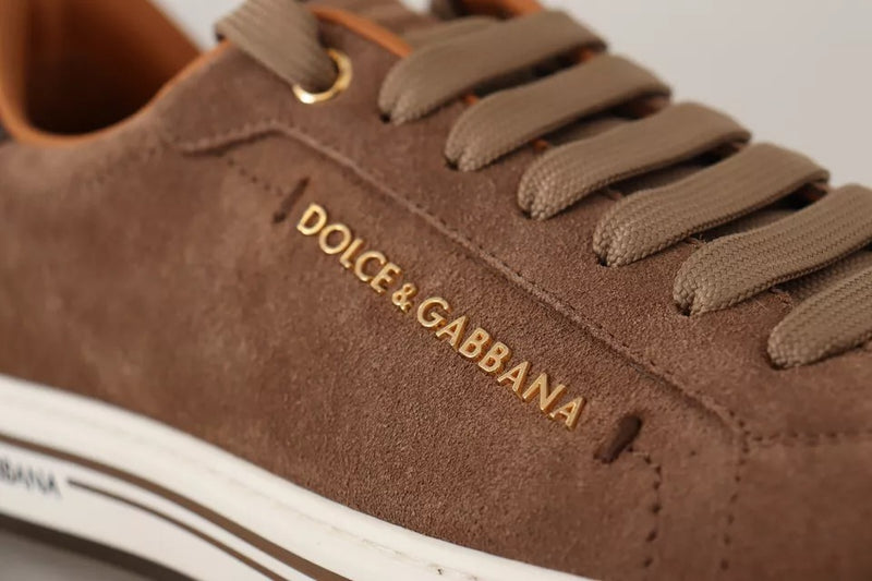 Dolce & Gabbana Brown Suede Logo Low Top Sneakers for Men